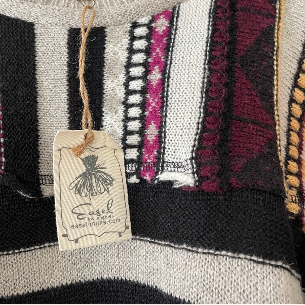 Easel Crochet Oversized Sweater‎ Colorful Boxy Boho Hippie Women's Size Small - Picture 11 of 12